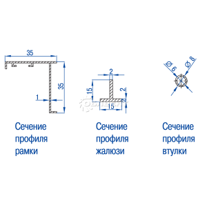 Размеры сечений створок